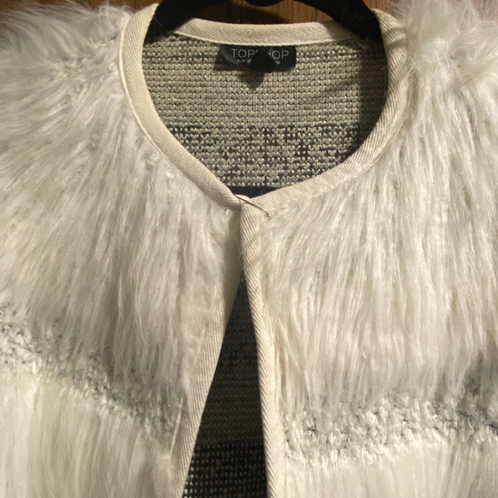 Top shop faux fur sweater coat.
